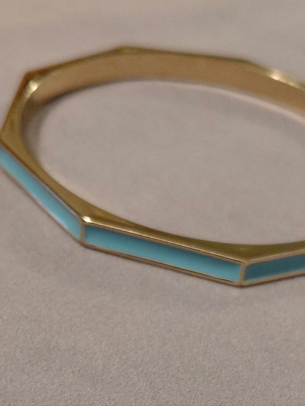 Turquoise Enamel Bangle, Beautifully Made, Gorgeous Turquoise Shade Octagonal